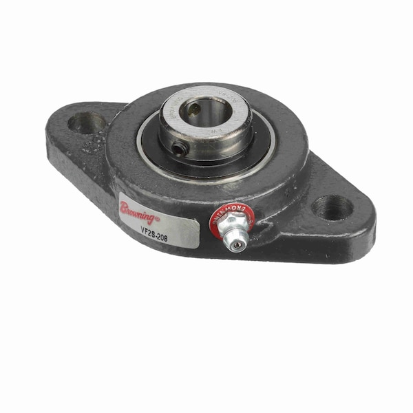 Mounted Cast Iron Two Bolt Flange Ball Bearing - 52100 Steel, Black Oxided Inner - Setscrew Lock